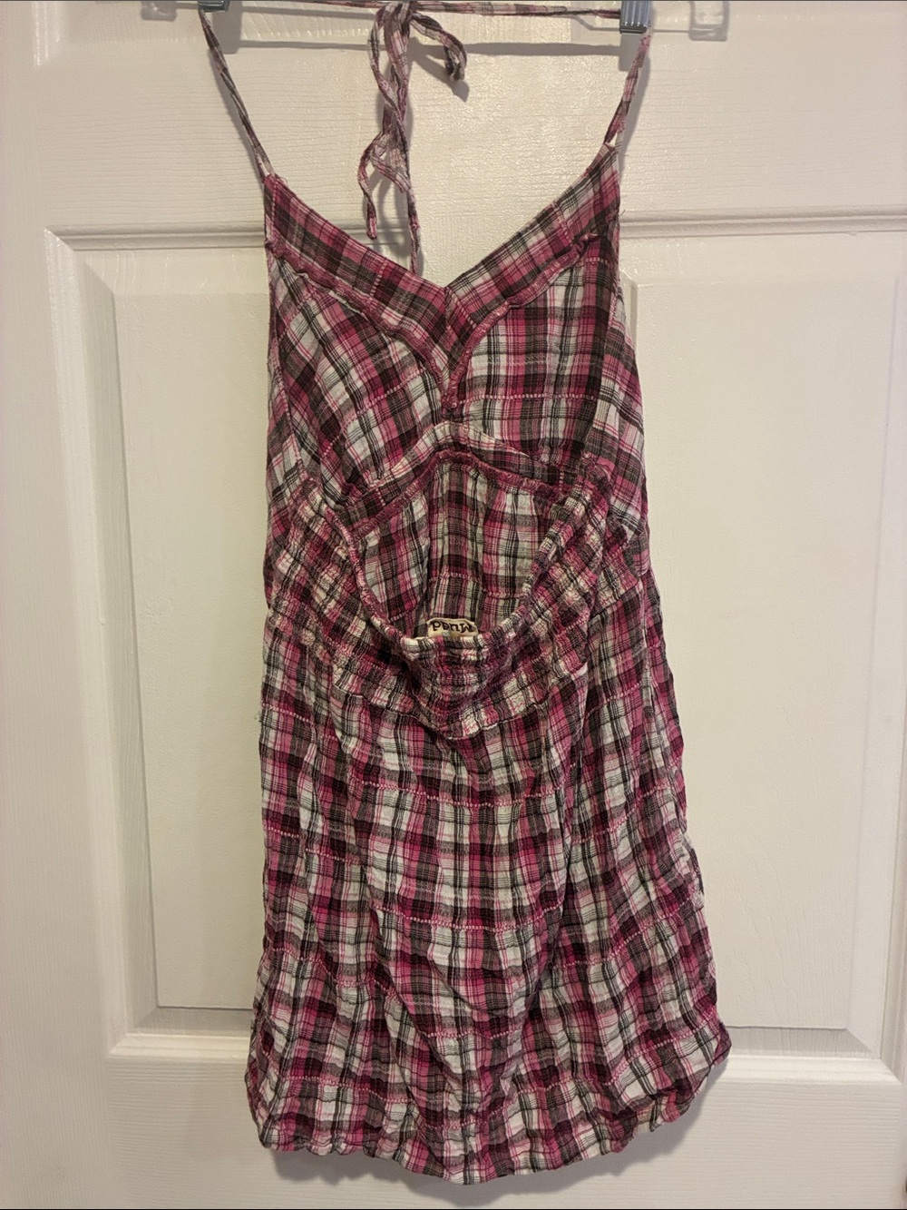 Pink Plaid Mudd Babydoll Halter Top - Picture 3 of 7